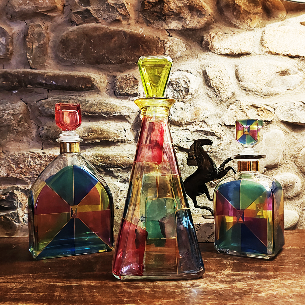 Vintage Set of three Liquor / Decorative Bottles - 1970s
