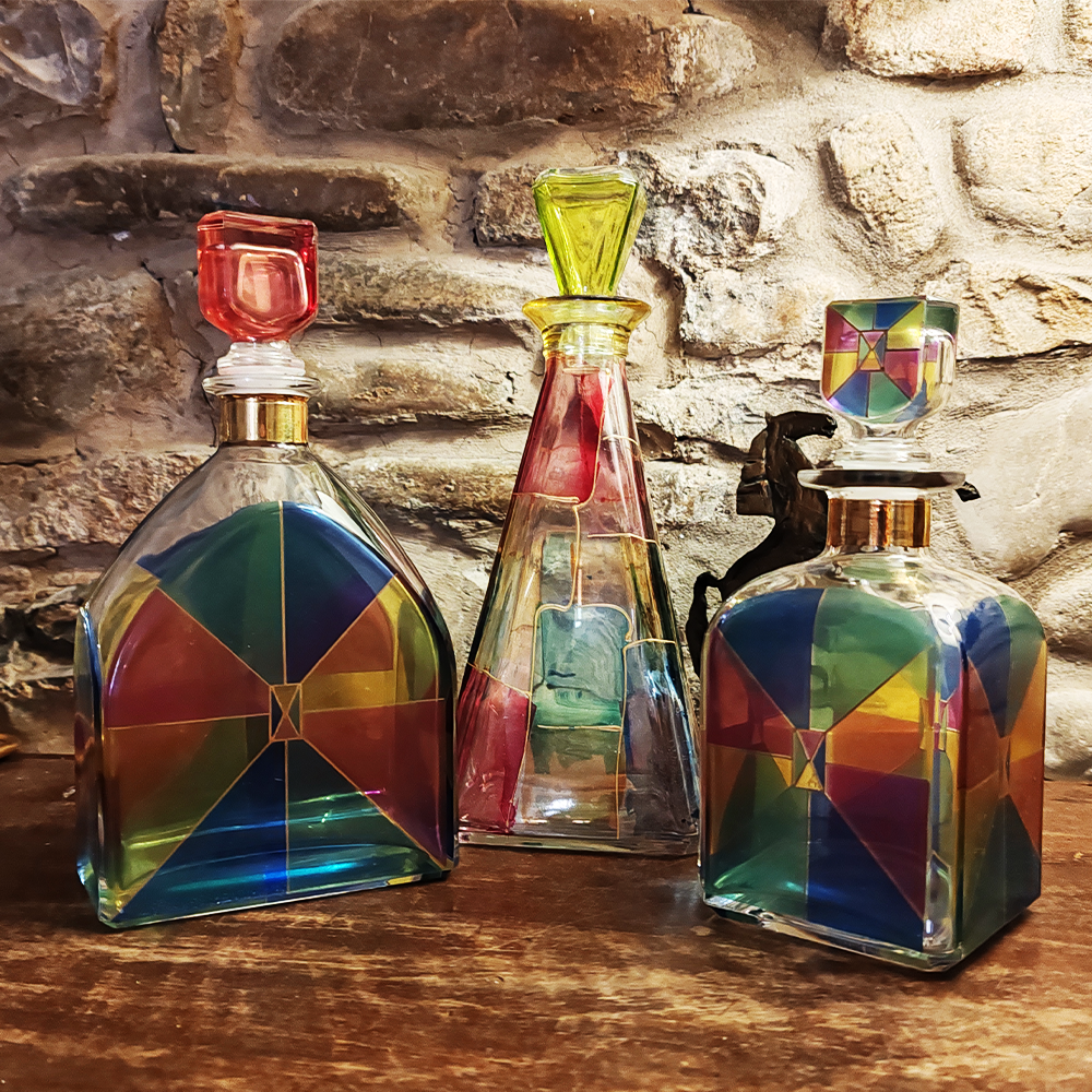 Vintage Set of three Liquor / Decorative Bottles - 1970s
