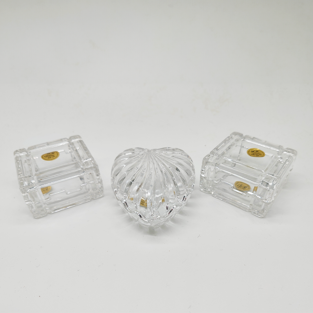 Vintage Set of Crystal jewelery Boxes by RCR - Set of Three - Italy 1970s.
