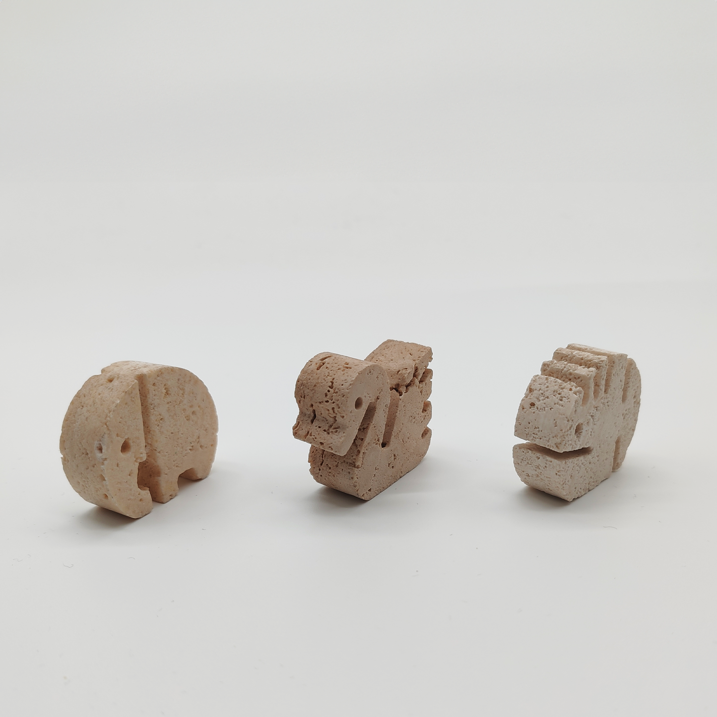 Travertine Sculptures by Enzo Mari for F.lli Mannelli - set of 3 - Small size - 1970s