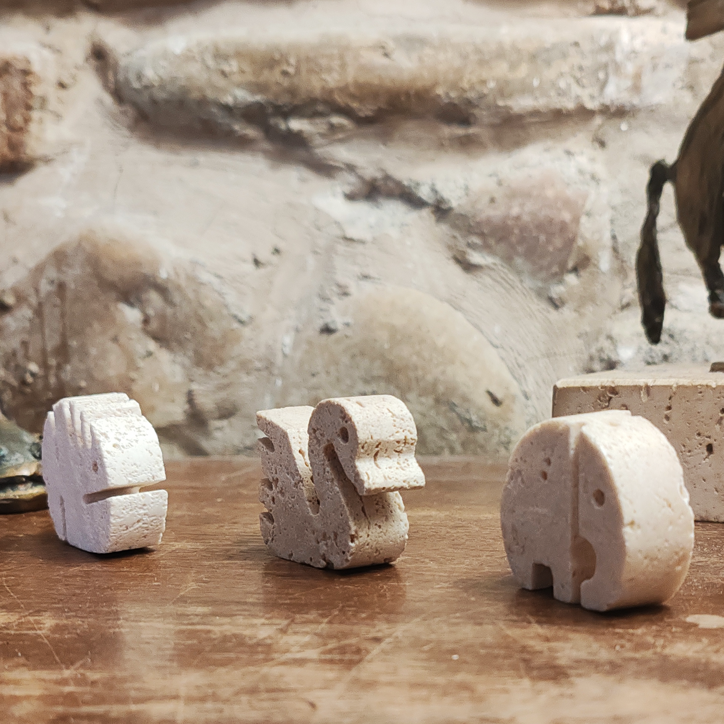 Travertine Sculptures by Enzo Mari for F.lli Mannelli - set of 3 - Small size - 1970s