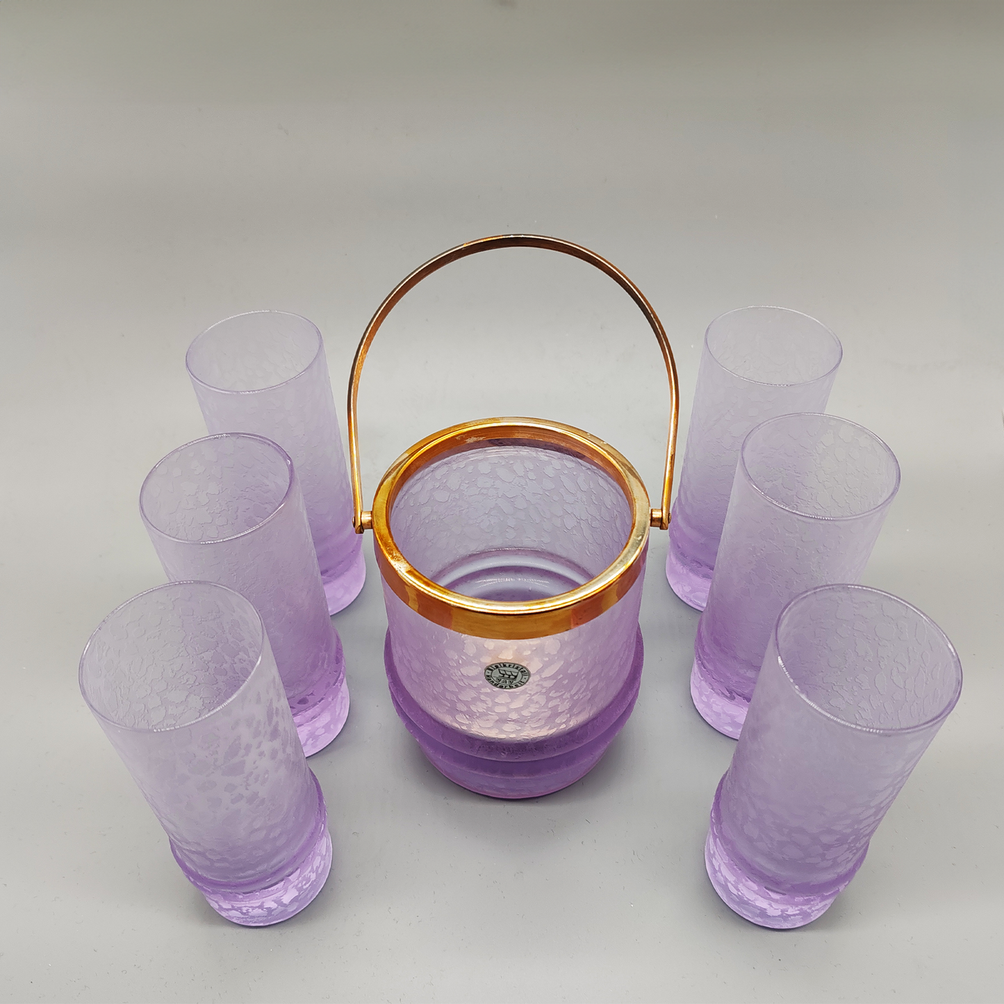 Crystal set with ice bucket and 4 glasses by VAV Cristallerie 1970s