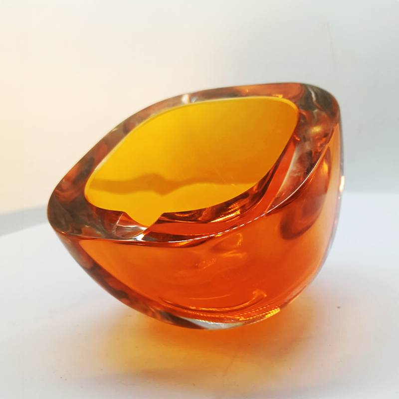 1960s Rare Square with Round Corners Ashtray or Catch-all in Murano Glass with inclined support