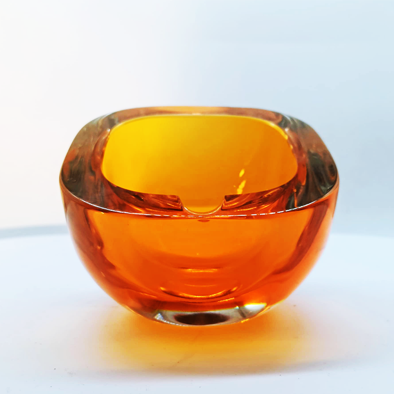 1960s Rare Square with Round Corners Ashtray or Catch-all in Murano Glass with inclined support