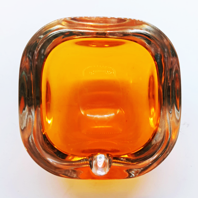 1960s Rare Square with Round Corners Ashtray or Catch-all in Murano Glass with inclined support