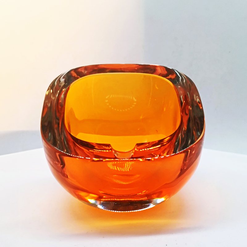 1960s Rare Square with Round Corners Ashtray or Catch-all in Murano Glass with inclined support