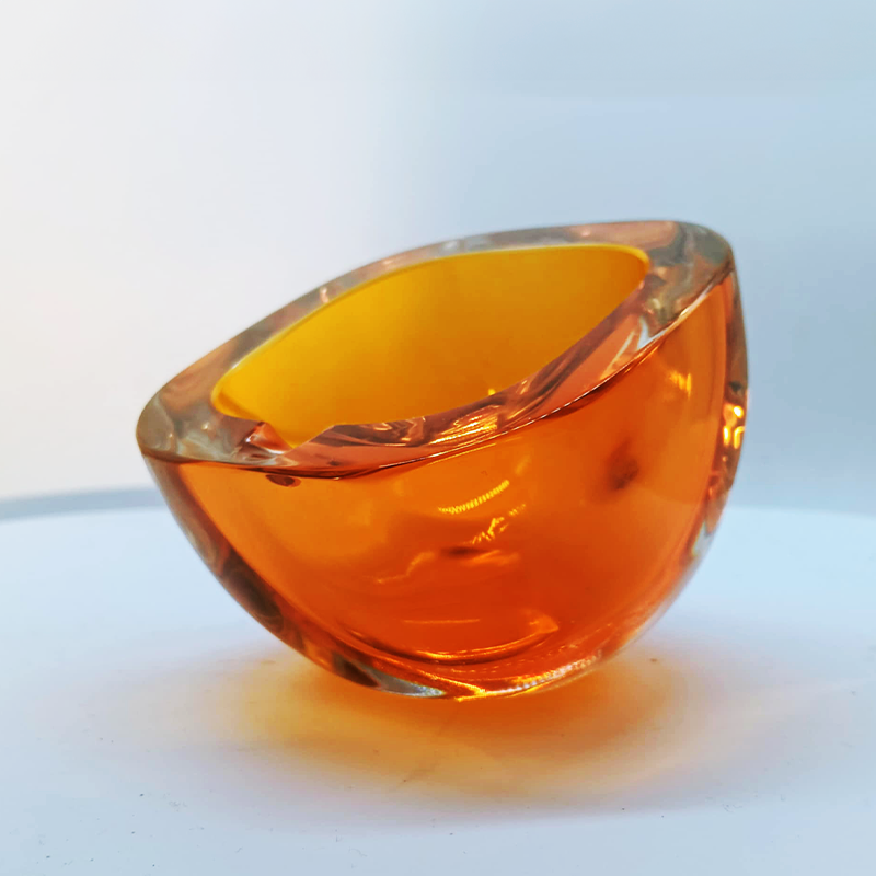 1960s Rare Square with Round Corners Ashtray or Catch-all in Murano Glass with inclined support