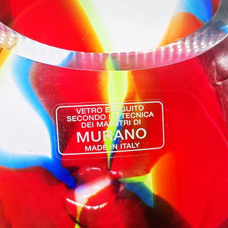 1970s Stunning Vase in Murano Glass. Made in Italy.