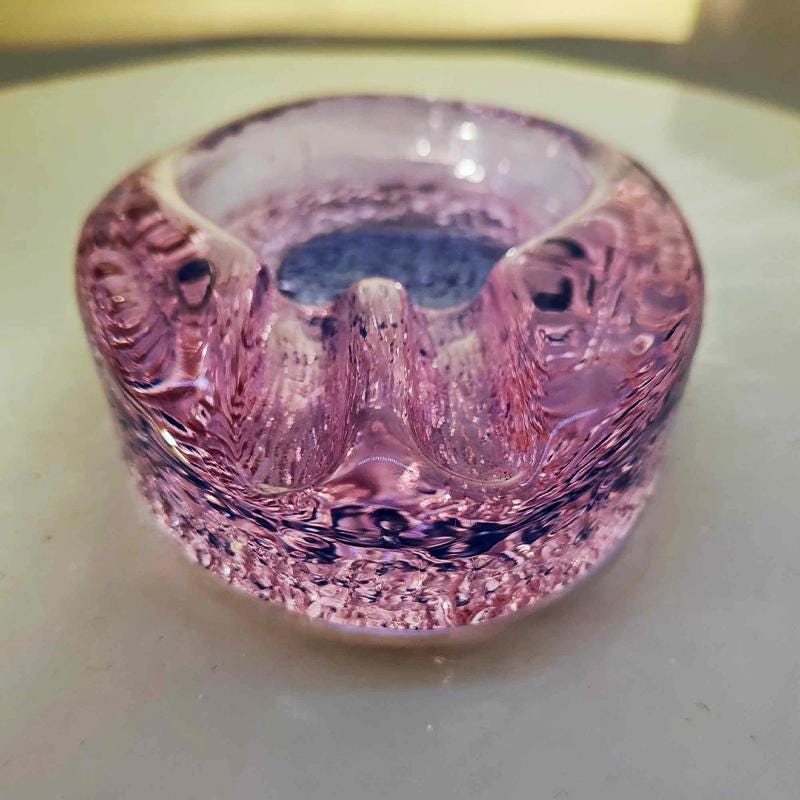 1970s Oval Ashtray or Catch-all in Murano Glass. Made in Italy.