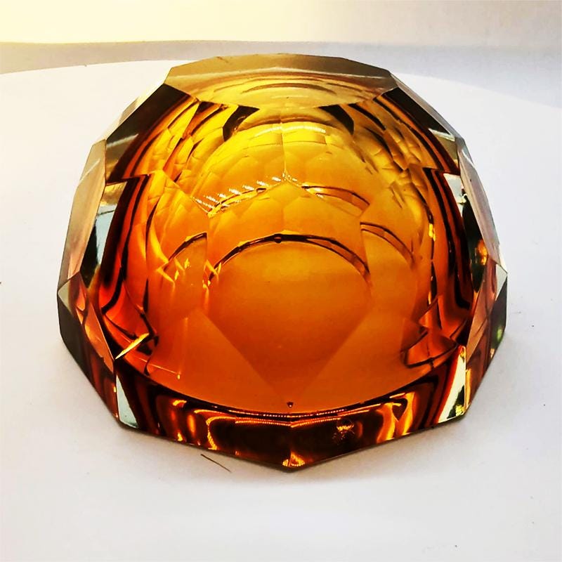 1960s Gold Geode - Ashtray in Murano Glass by Flavio Poli for Seguso. Made in Italy
