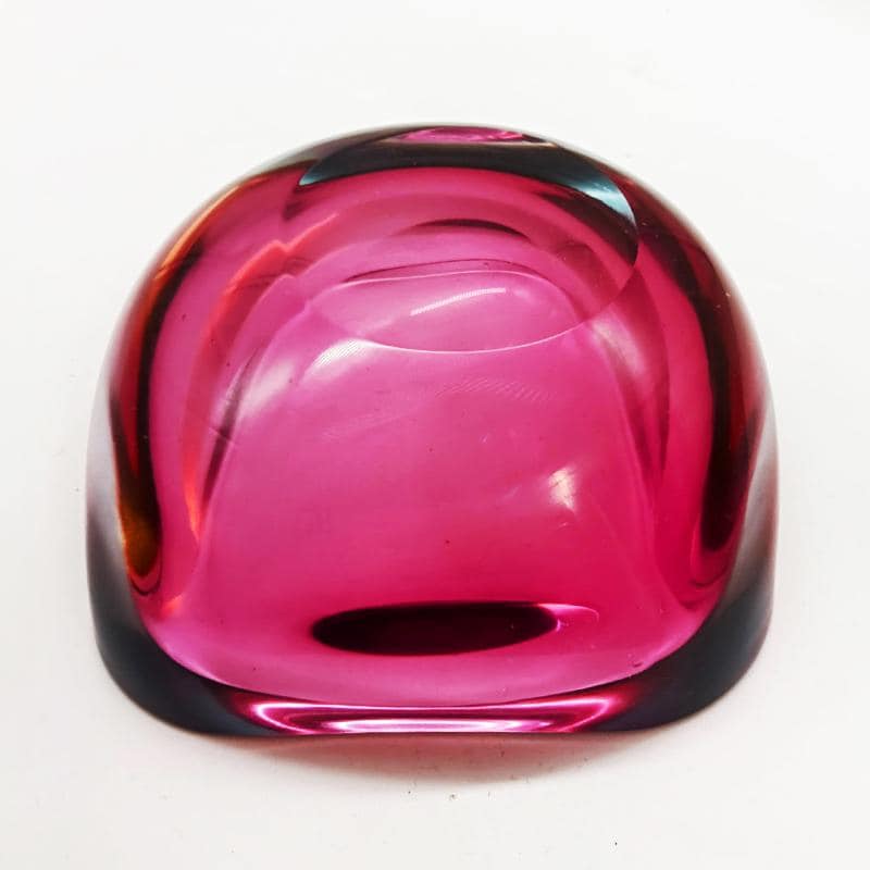 1960s Pink Square with Round Corners Ashtray or Catch-all in Murano Glass. Made in Italy.