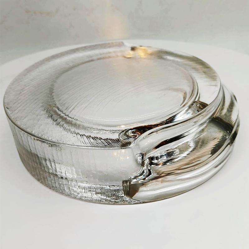 1970s Big Ashtray by Fabio Frontini for Arnolfo di Cambio in Lead Crystal, Azteca Collection. 20 cm. / 7.87 inches.