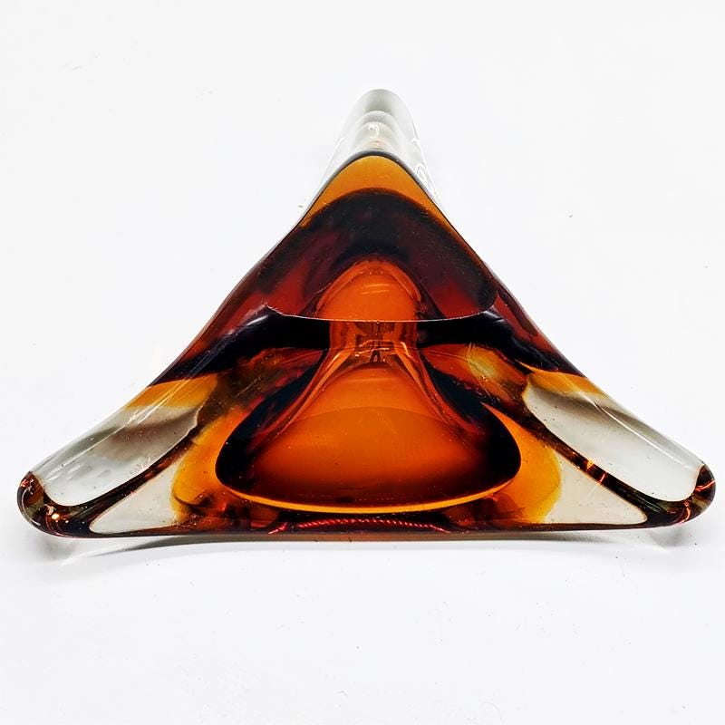 1960s Stunnning Big Triangular Ashtray or Catch-all in Murano Glass. Made in Italy.