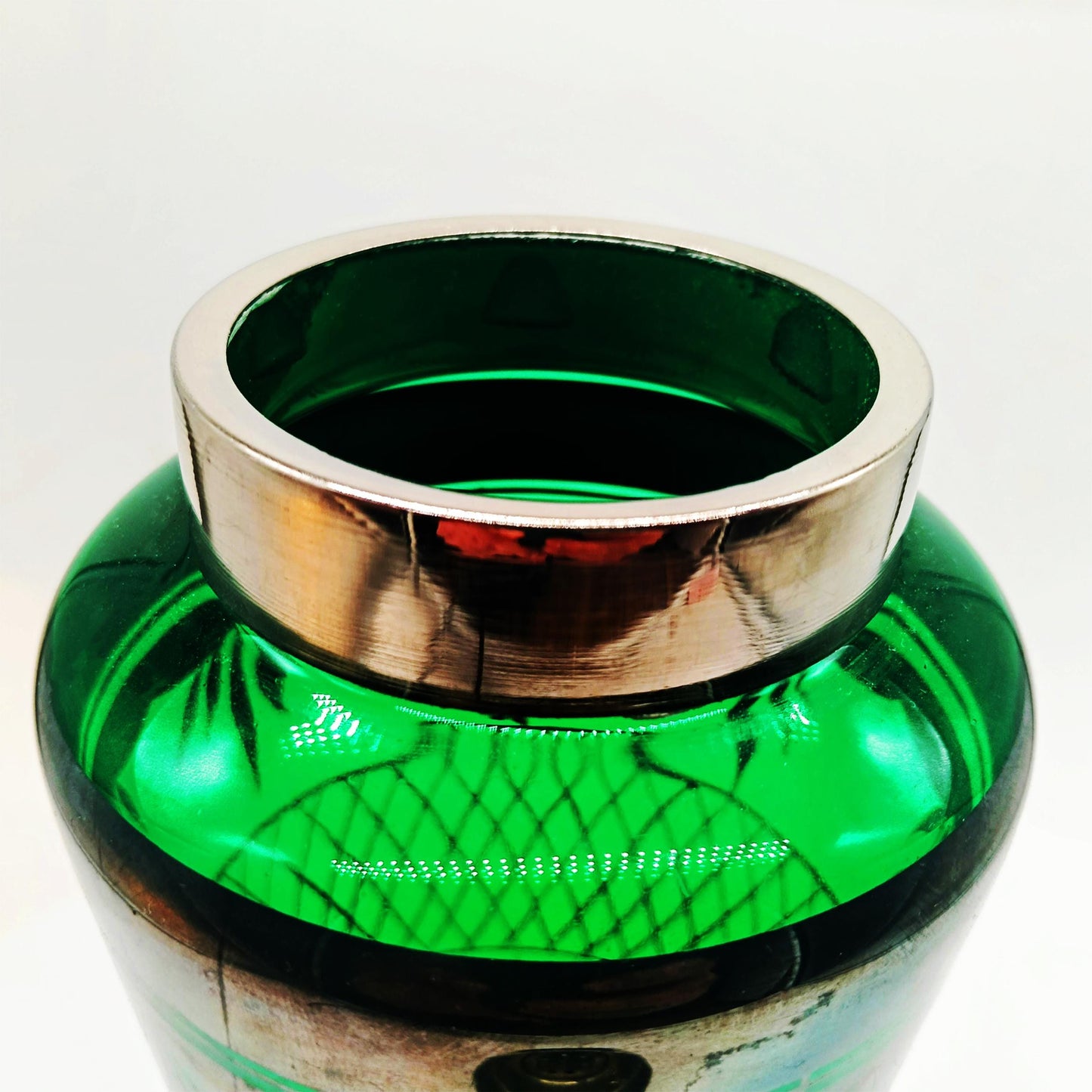 1950s Stunning Cocktail Shaker and 6 Glasses in Murano Glass with Silver trim. Made in Italy