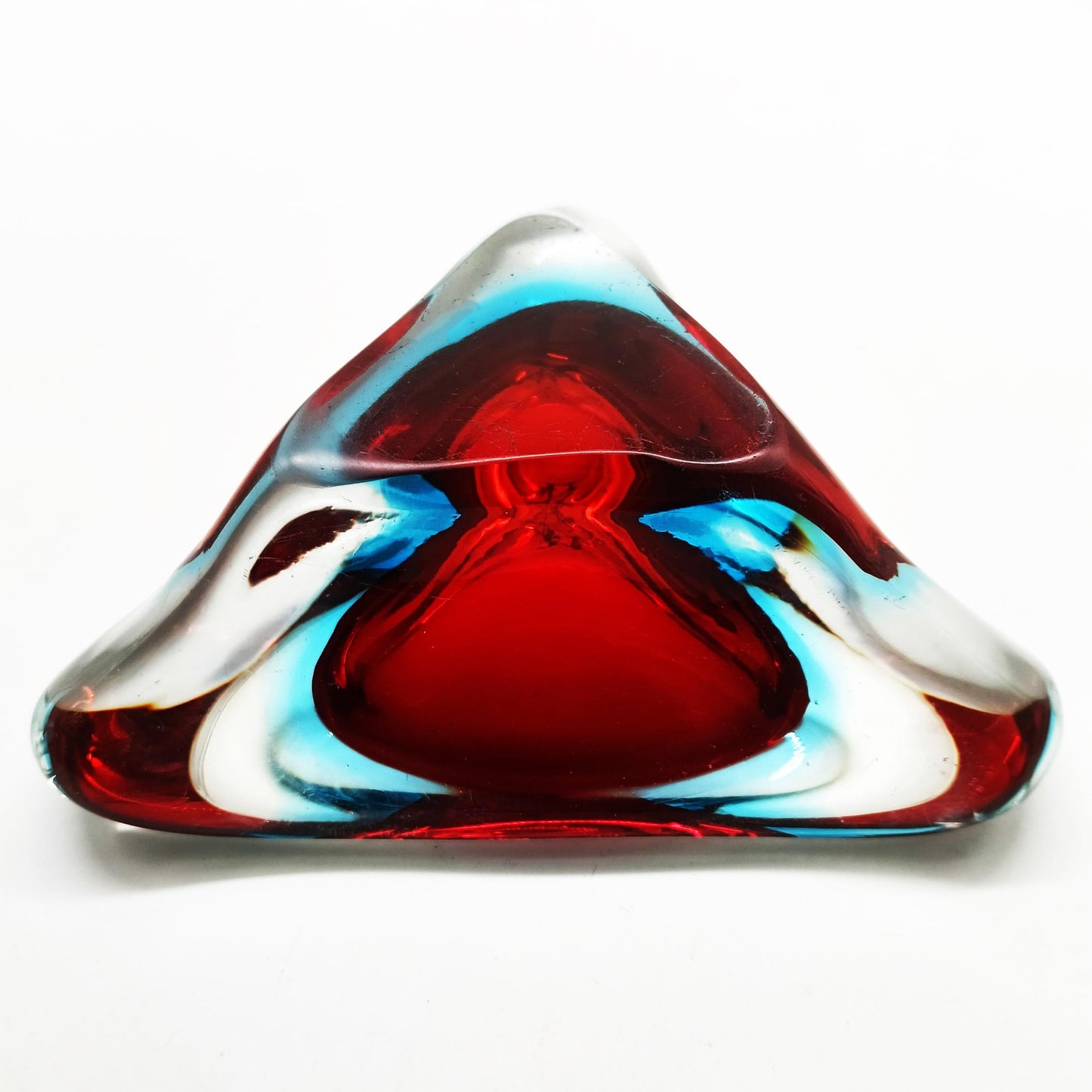 1960s Stunnning Triangular Ashtray or Catch-all in Murano Glass. Made in Italy.