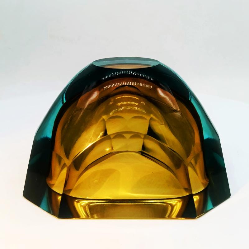 1960s Big Multifaceted Geode - Ashtray in Murano Glass by Flavio Poli for Seguso. Made in Italy