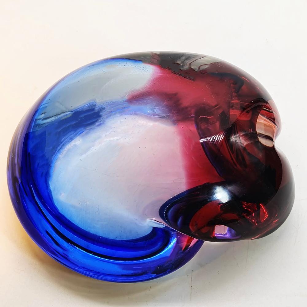 1960s Ashtray or Catch-all in Murano Glass by Flavio Poli for Seguso. 15,5 cm. Made in Italy.