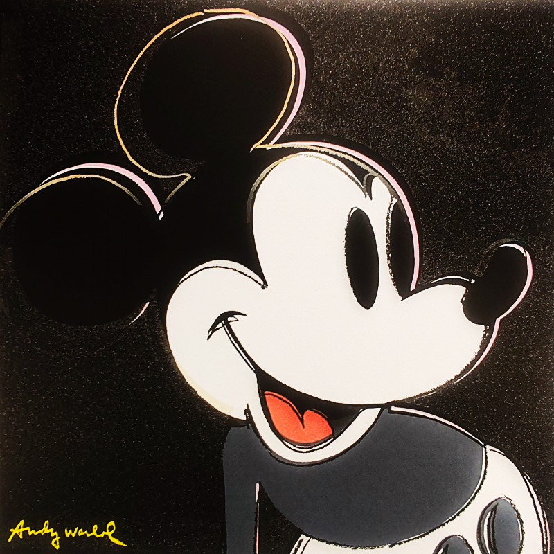 1980s Andy Warhol "Mickey Mouse" Black Limited Edition Lithograph by CMOA.