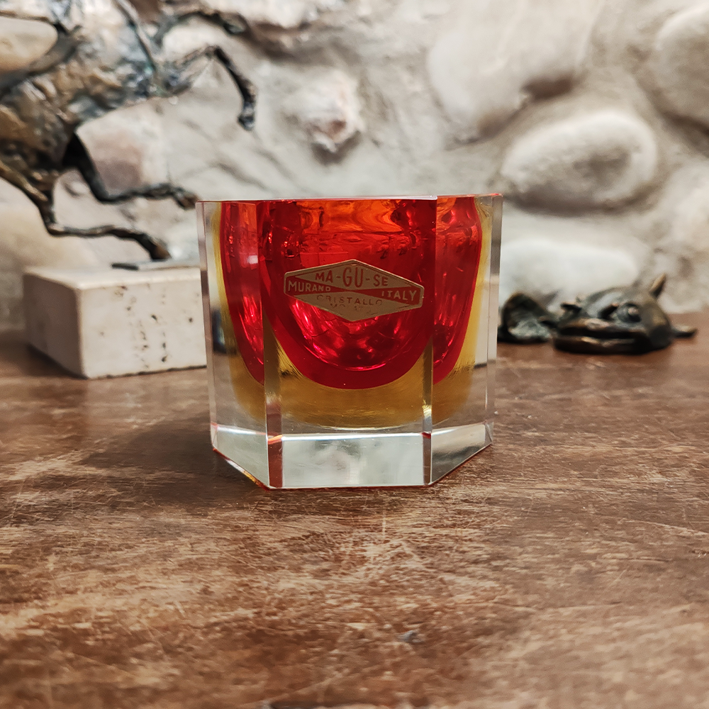 Hexagonal Ashtray or Catch-all in Murano Glass by Flavio Poli for Seguso- 1960s