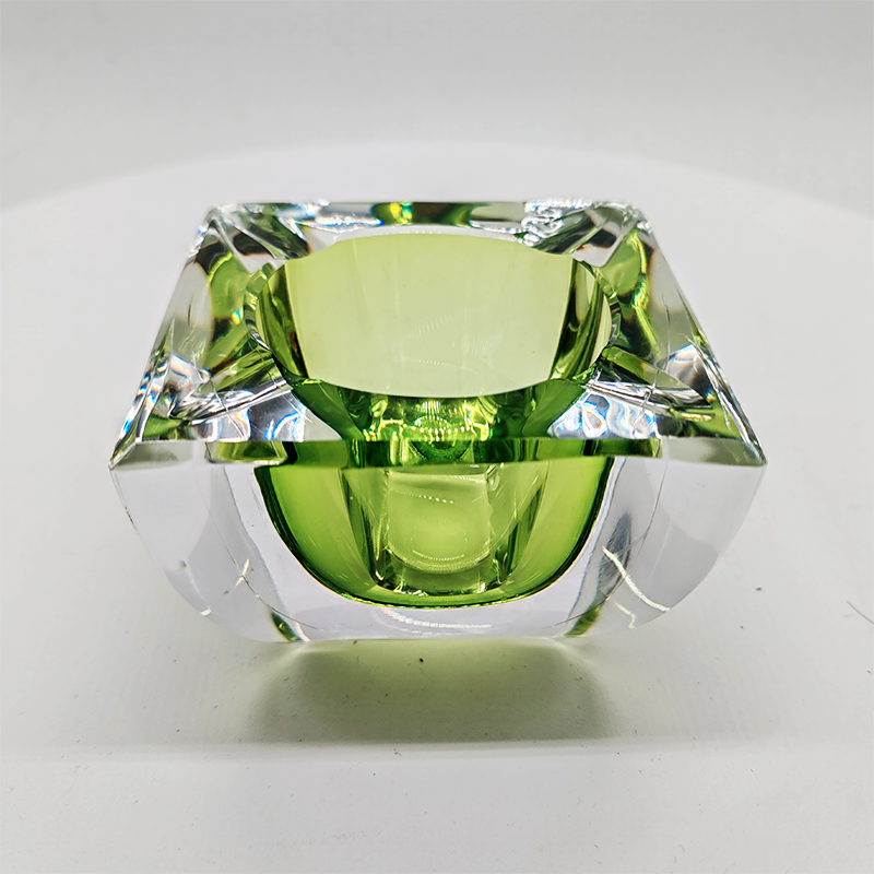 1960S Square Ashtray or Catch-all in Lead Crystal by Val Saint Lambert. Made in Belgium.