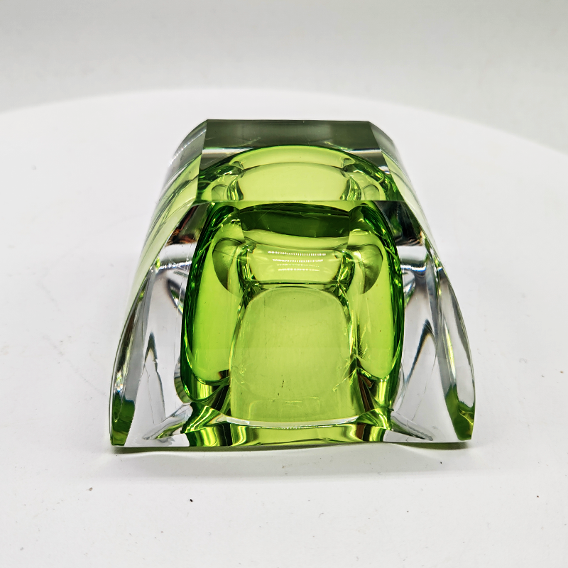 1960S Square Ashtray or Catch-all in Lead Crystal by Val Saint Lambert. Made in Belgium.