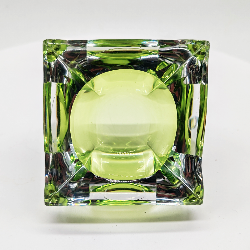 1960S Square Ashtray or Catch-all in Lead Crystal by Val Saint Lambert. Made in Belgium.