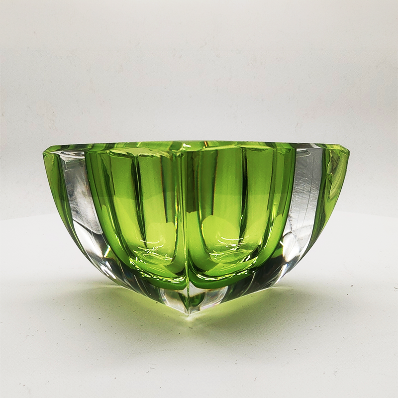 1960S Square Ashtray or Catch-all in Lead Crystal by Val Saint Lambert. Made in Belgium.