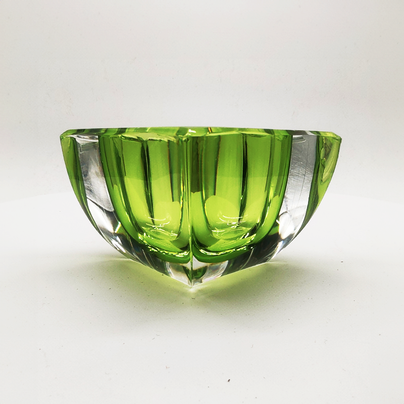 1960S Square Ashtray or Catch-all in Lead Crystal by Val Saint Lambert. Made in Belgium.