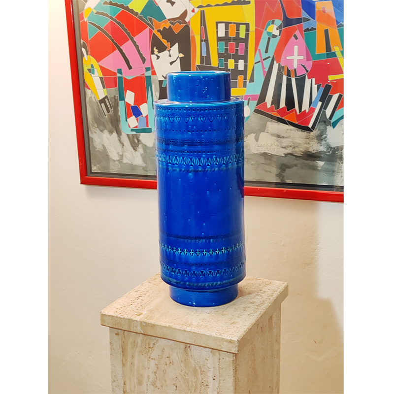 1960s Big Vase by Aldo Londi for Bitossi - Blue Rimini Collection - Made in Italy