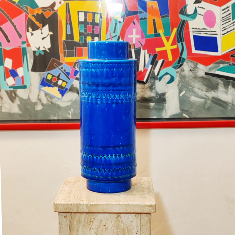 1960s Big Vase by Aldo Londi for Bitossi - Blue Rimini Collection - Made in Italy