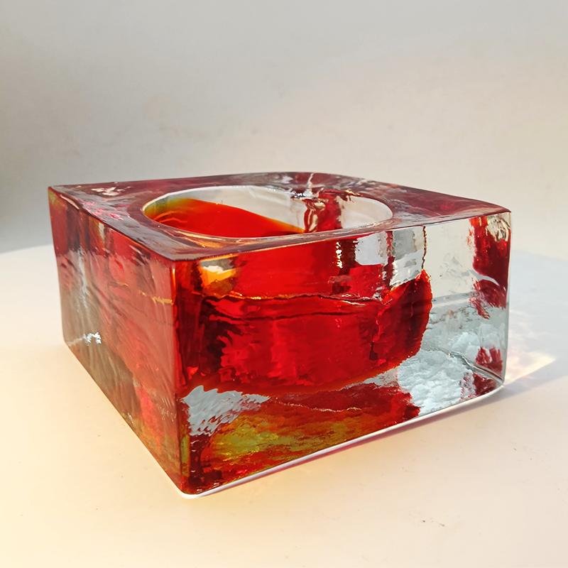 1960s Big Square Ashtray or Catch-all in Handcrafted Murano Glass by Flavio Poli for Seguso.