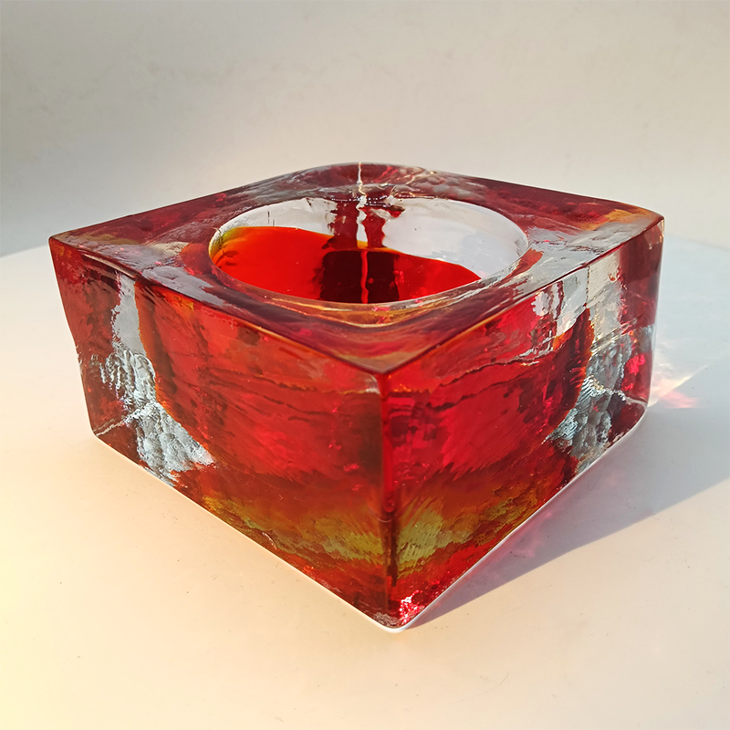 1960s Big Square Ashtray or Catch-all in Handcrafted Murano Glass by Flavio Poli for Seguso.