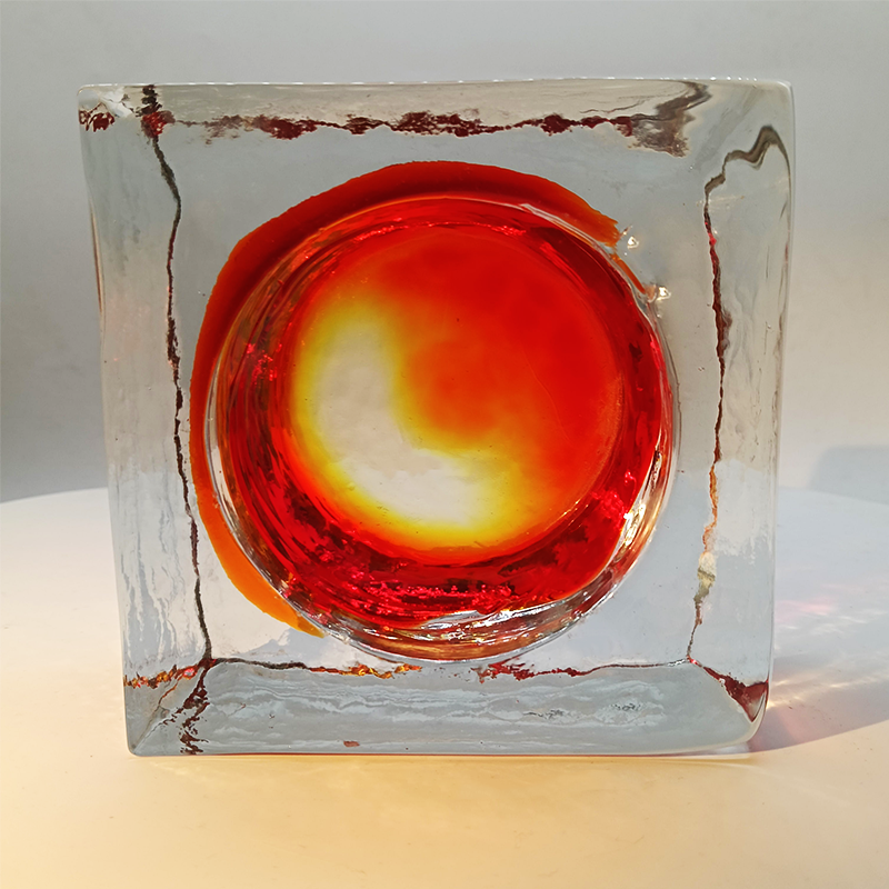 1960s Big Square Ashtray or Catch-all in Handcrafted Murano Glass by Flavio Poli for Seguso.