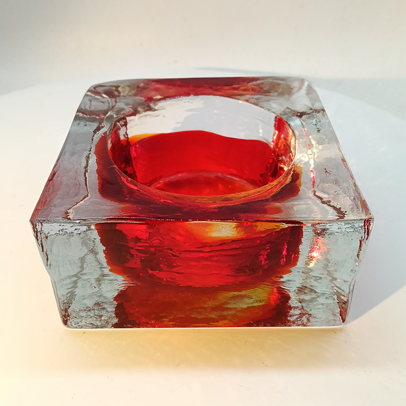 1960s Big Square Ashtray or Catch-all in Handcrafted Murano Glass by Flavio Poli for Seguso.