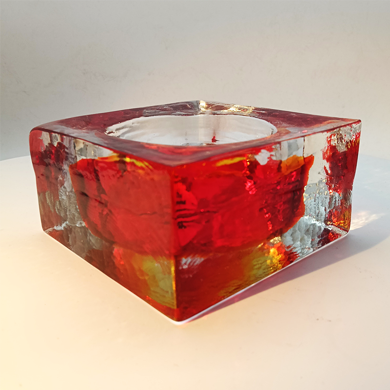 1960s Big Square Ashtray or Catch-all in Handcrafted Murano Glass by Flavio Poli for Seguso.