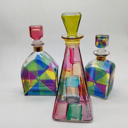 Vintage Set of three Liquor / Decorative Bottles - 1970s