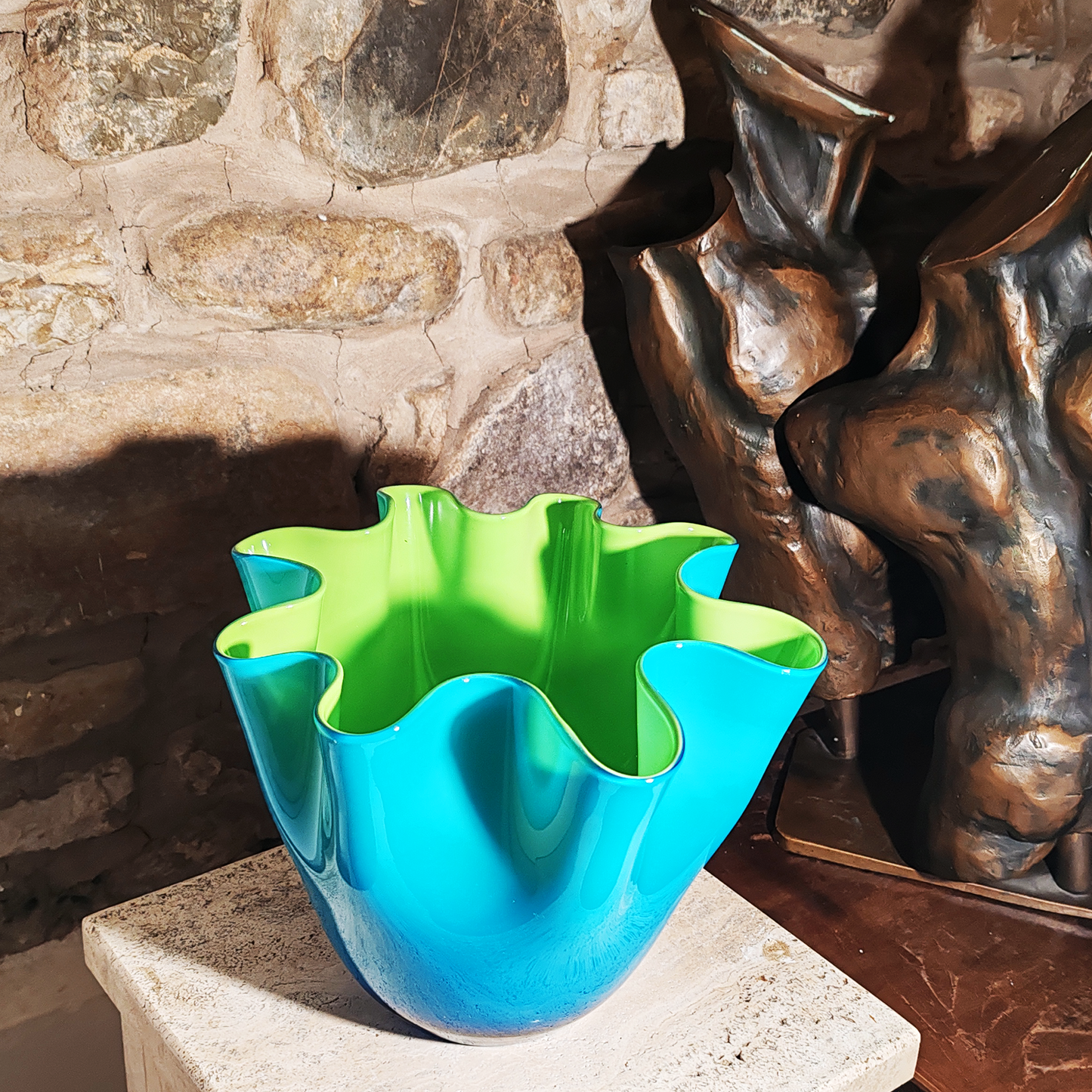 jacketed Fazzoletto Vase in Murano Glass - 1960s