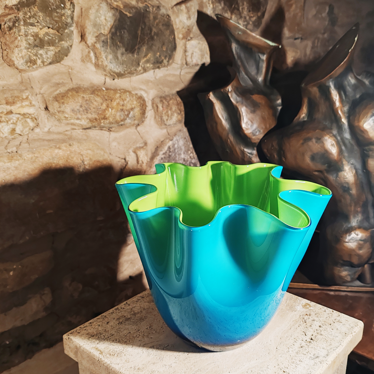 jacketed Fazzoletto Vase in Murano Glass - 1960s