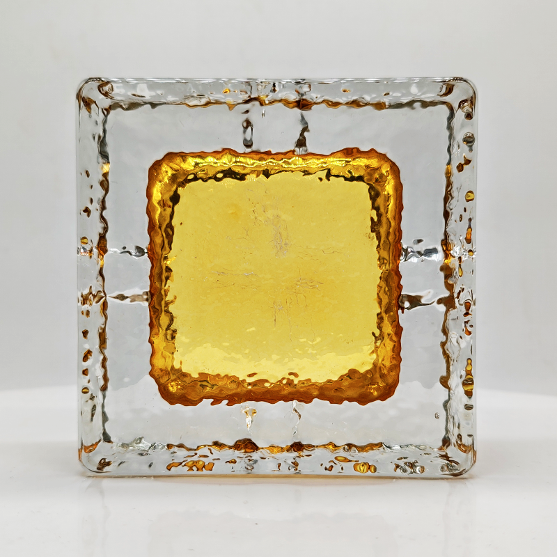 1970s Stunning Square Ashtray or Catch-all in Handcrafted Murano Glass by Antonio Imperatore. Made in Italy.