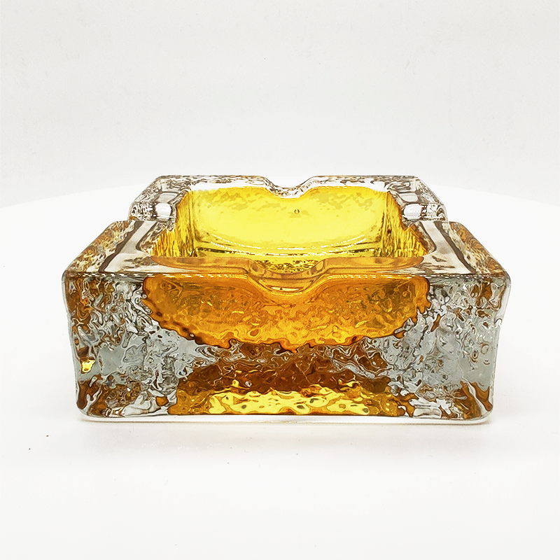 1970s Stunning Square Ashtray or Catch-all in Handcrafted Murano Glass by Antonio Imperatore. Made in Italy.