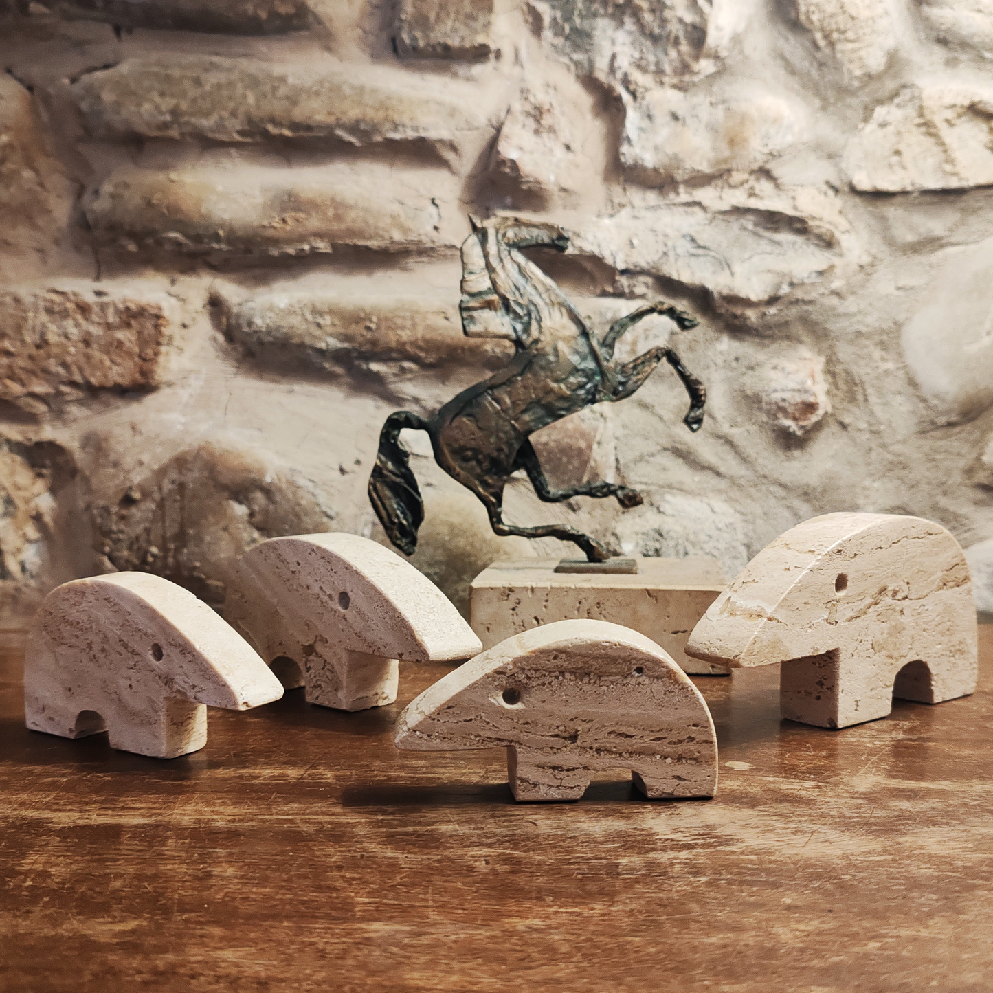 Big Travertine Anteater Sculptures by Enzo Mari for F.lli Mannelli -  Set of 4 1970s