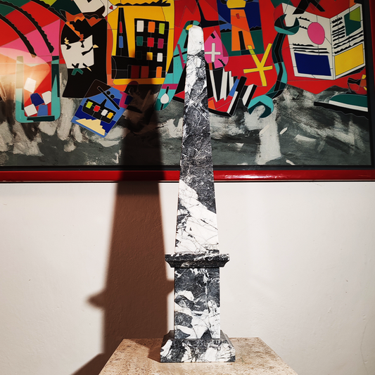 1960 Spectacular Big Obelisk in Black Marble of Aquitaine. Made in Italy