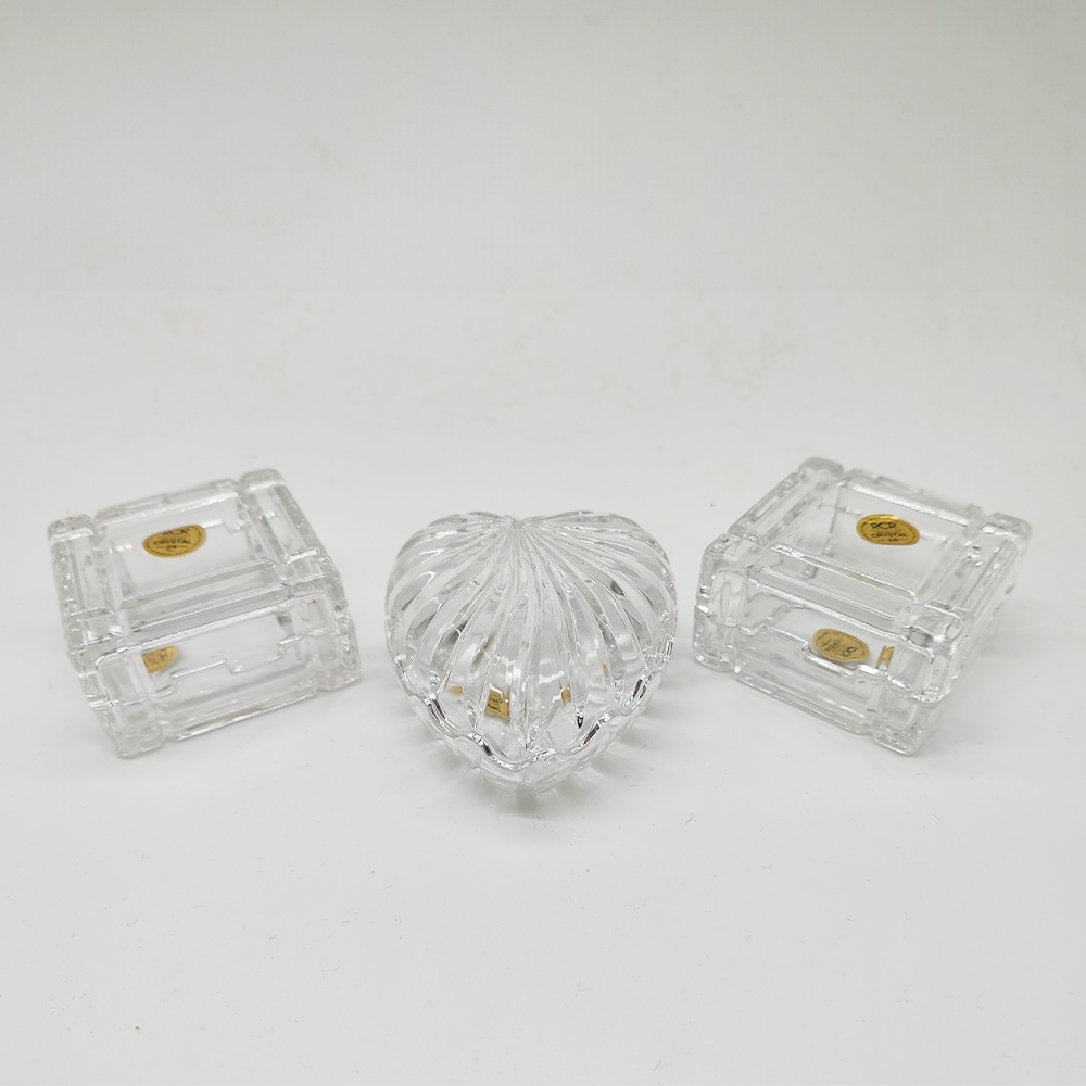 Vintage Set of Crystal jewelery Boxes by RCR - Set of Three  - Italy 1970s.