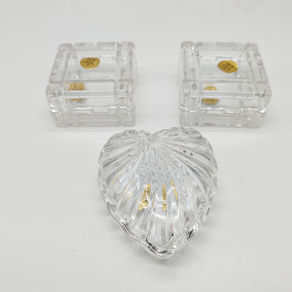 Vintage Set of Crystal jewelery Boxes by RCR - Set of Three  - Italy 1970s.