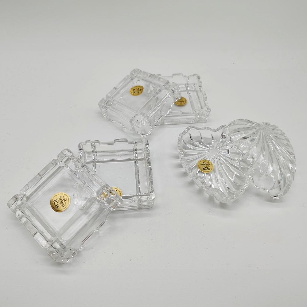 Vintage Set of Crystal jewelery Boxes by RCR - Set of Three  - Italy 1970s.