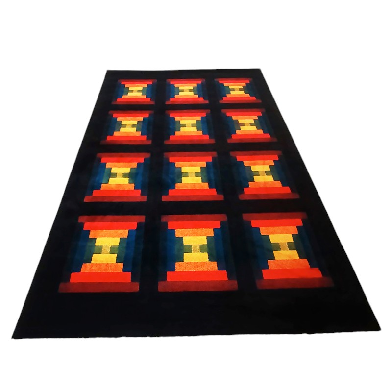 1980S Geometric Rug "Country" by Missoni for T&J Vestor in Pure Wool,