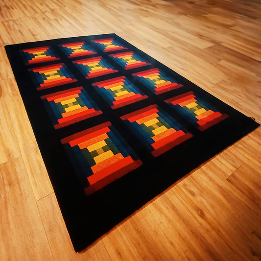 1980S Geometric Rug "Country" by Missoni for T&J Vestor in Pure Wool,