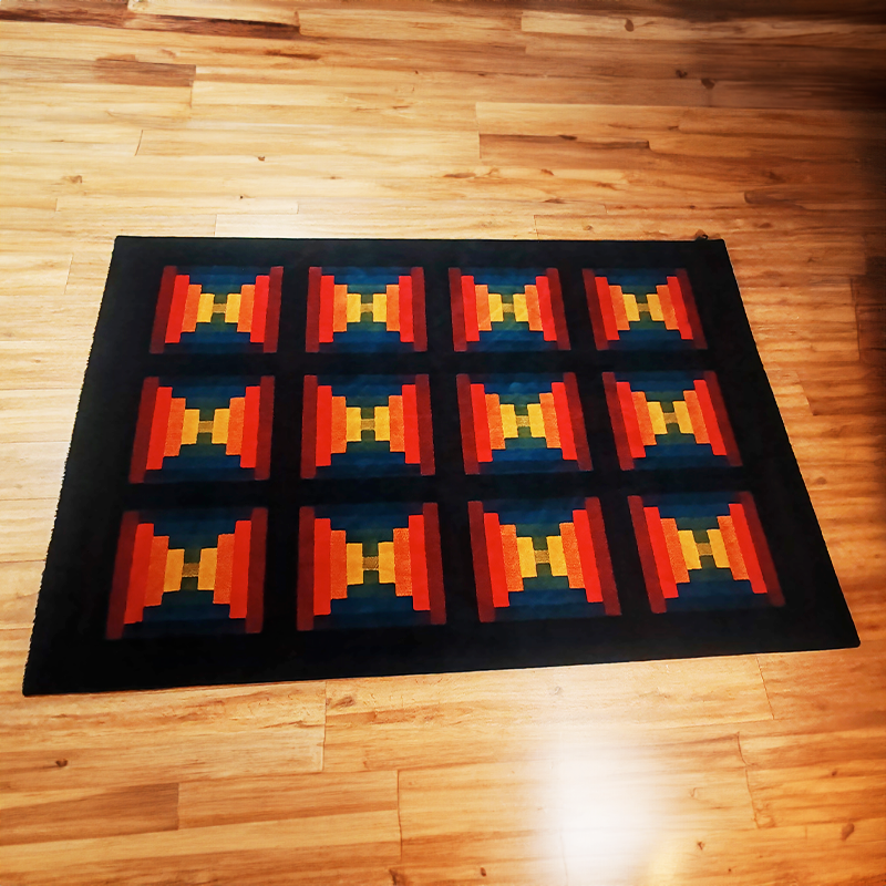 1980S Geometric Rug "Country" by Missoni for T&J Vestor in Pure Wool,