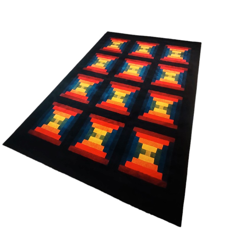 1980S Geometric Rug "Country" by Missoni for T&J Vestor in Pure Wool,