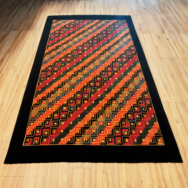 1980S Geometric Rug "Diagonal" by Missoni for T&J Vestor in Pure Wool.